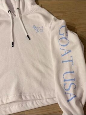 Tween GOAT White Hoodie with Light Blue Logo